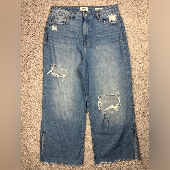 Kensie Jeans Womens 10 True Vintage The Wide Leg Light Wash Distressed Holes - Picture 1 of 4